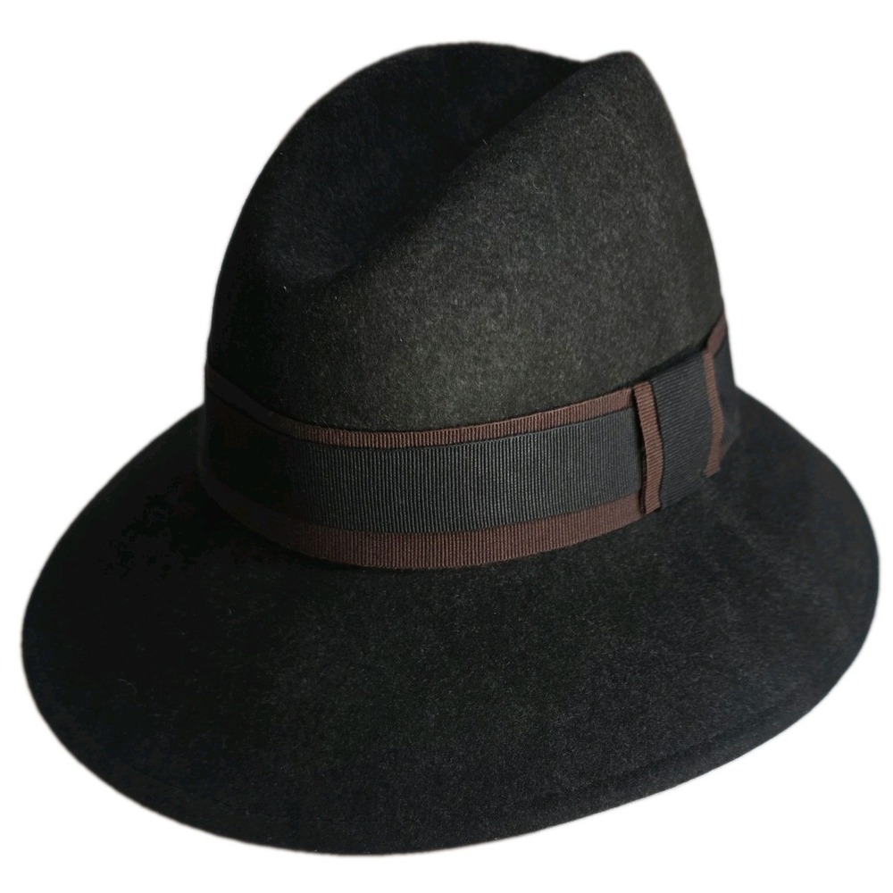 Vintage Cintelli & Galluzzo Italian Wool Fedora Hat - Black & Brown (RN 72755)